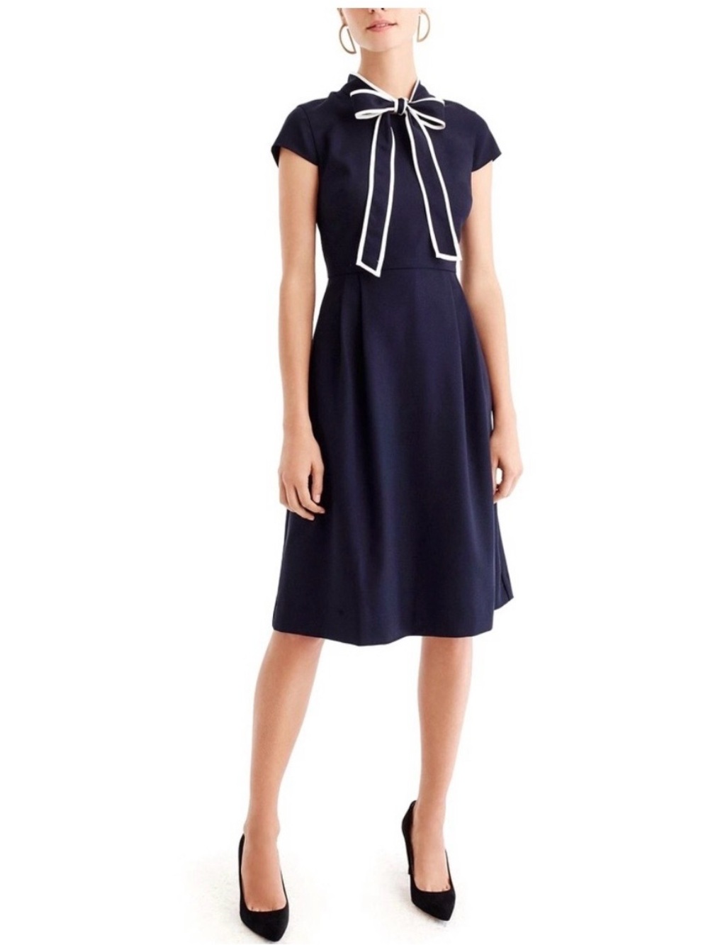 J. Crew Tie Neck Dress In Italian Wool Crepe